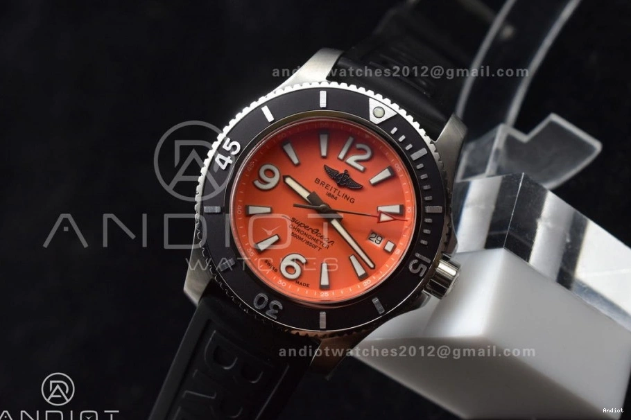 On A2824 Automatic Rubber Superocean 1:1 Black Edition Bezel Orange Strap 44 Dial Black Best TF 0523